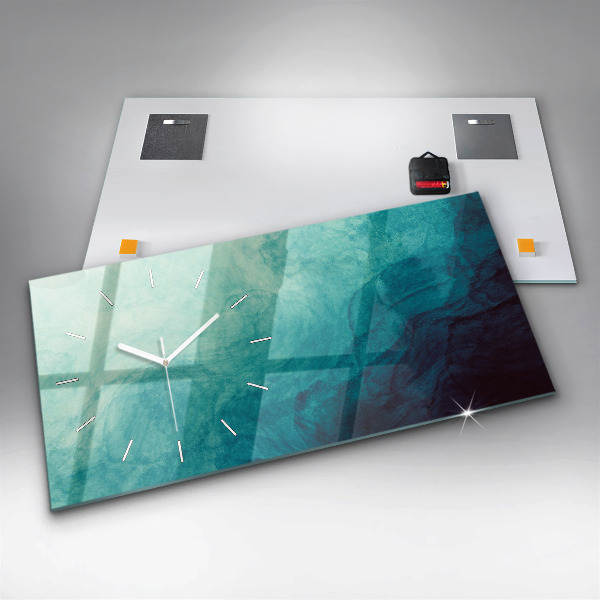 Horizontální skleněné hodiny na stěnu Hloubková abstrakce