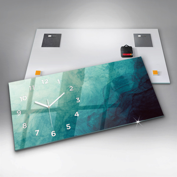 Horizontální skleněné hodiny na stěnu Hloubková abstrakce