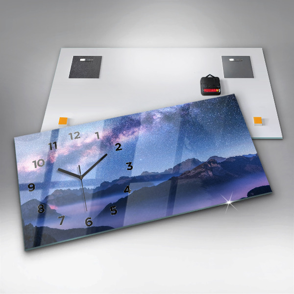 Horizontální skleněné hodiny na stěnu Mléčná dráha