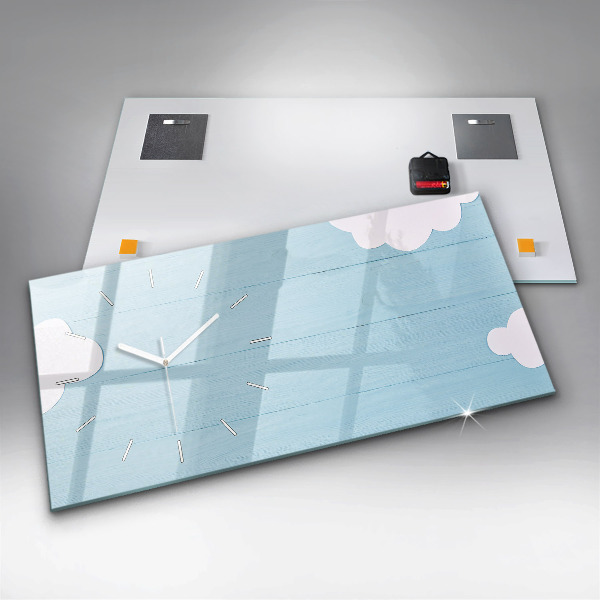Horizontální skleněné hodiny na stěnu Dětská tabule