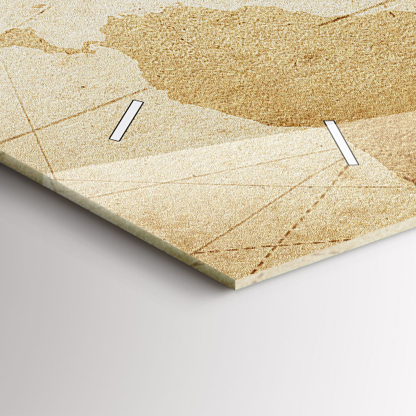 Horizontální skleněné hodiny na stěnu Vintage mapa světa