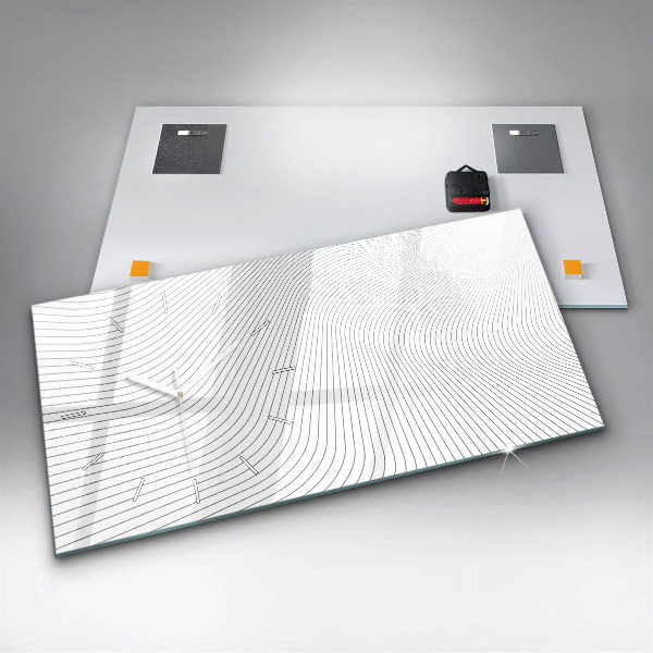 Horizontální skleněné hodiny na stěnu Čáry abstraktní