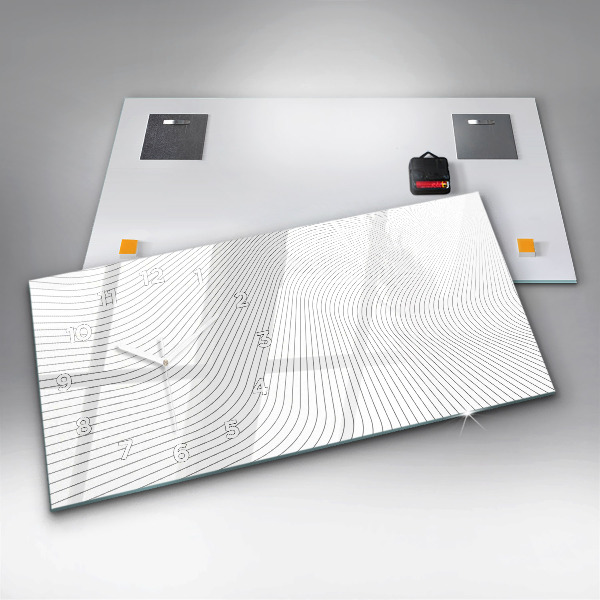 Horizontální skleněné hodiny na stěnu Čáry abstraktní