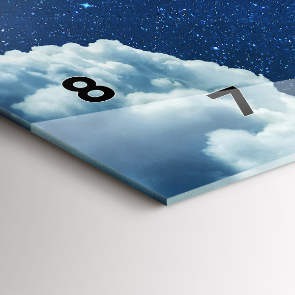 Horizontální skleněné hodiny na stěnu Noční obloha