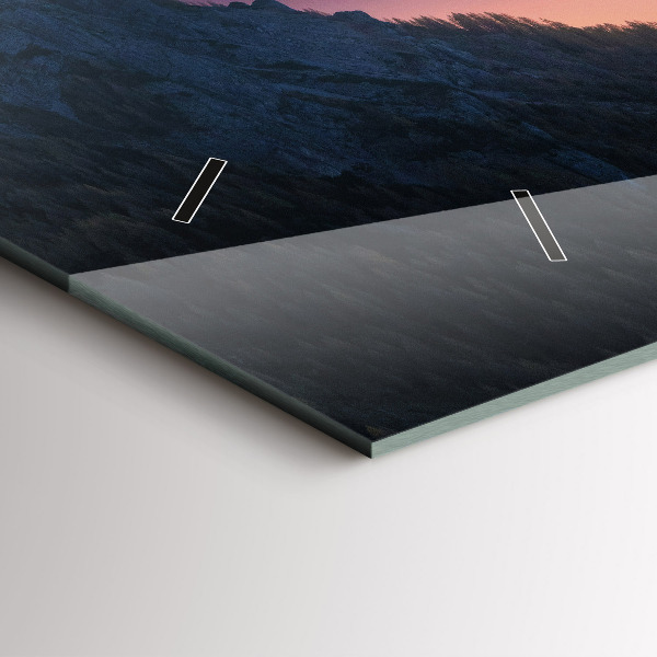 Horizontální skleněné hodiny na stěnu Vrcholky hor Krajina