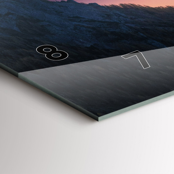 Horizontální skleněné hodiny na stěnu Vrcholky hor Krajina