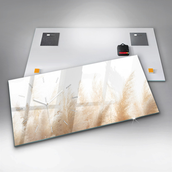 Horizontální skleněné hodiny na stěnu Obilná abstrakce