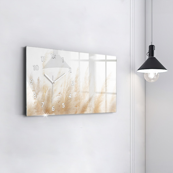 Horizontální skleněné hodiny na stěnu Obilná abstrakce