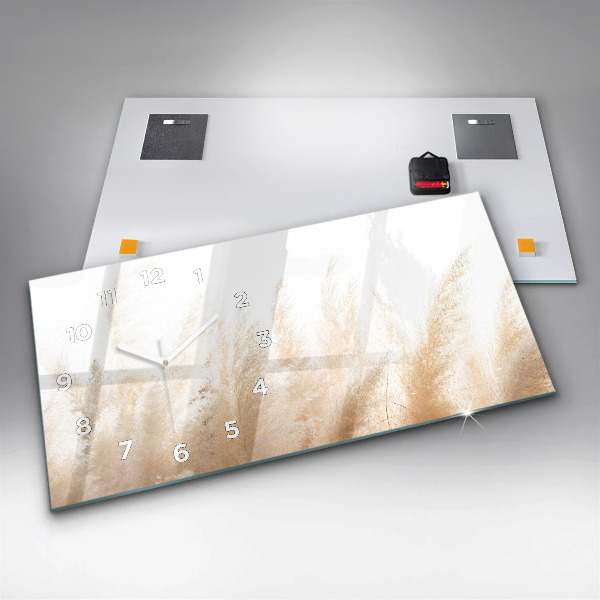 Horizontální skleněné hodiny na stěnu Obilná abstrakce