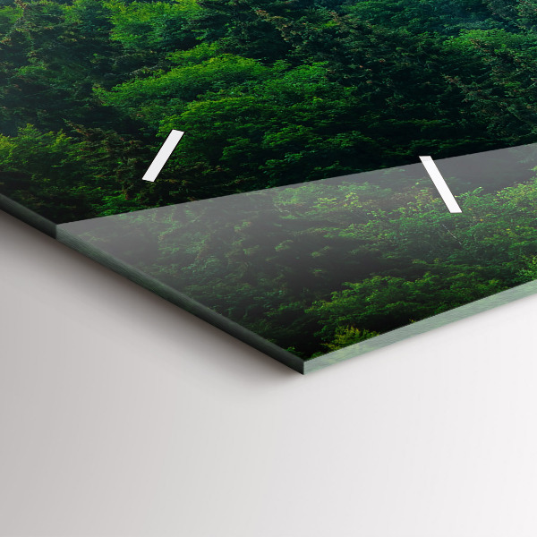 Horizontální skleněné hodiny na stěnu Mlžný les