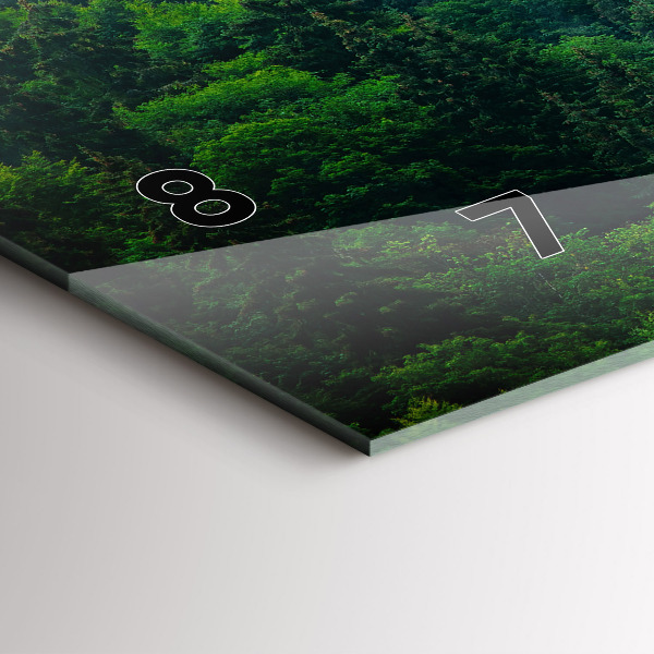 Horizontální skleněné hodiny na stěnu Mlžný les