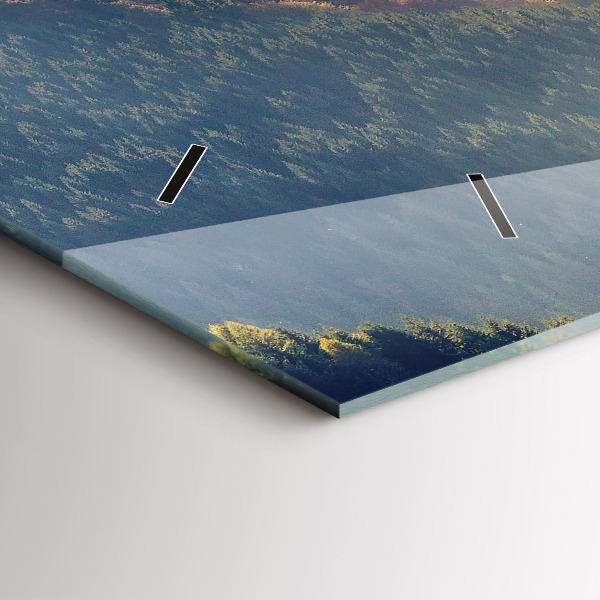 Horizontální skleněné hodiny na stěnu Horská krajina