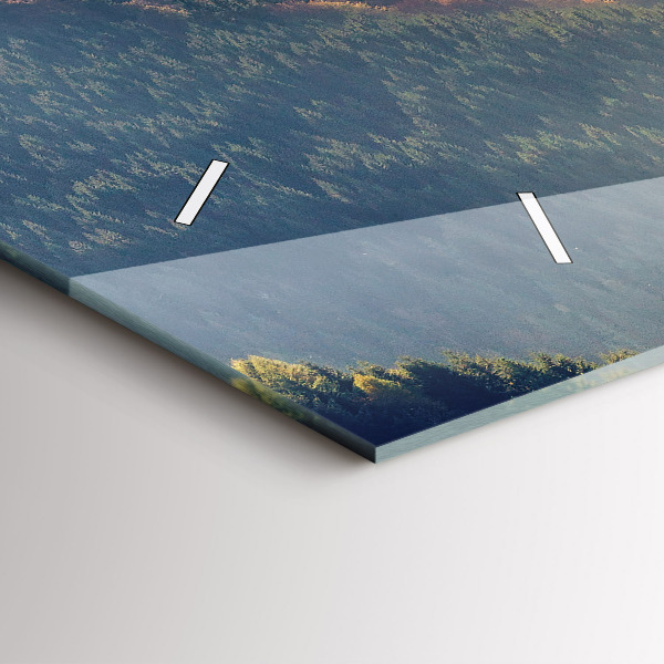 Horizontální skleněné hodiny na stěnu Horská krajina