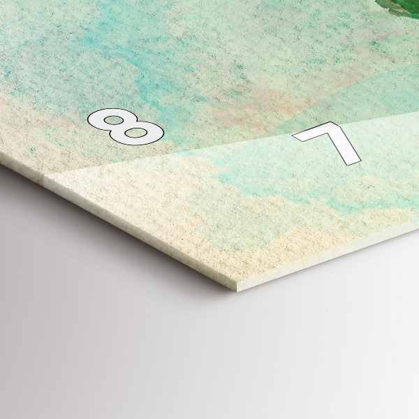 Horizontální skleněné hodiny na stěnu Akvarelová mapa světa