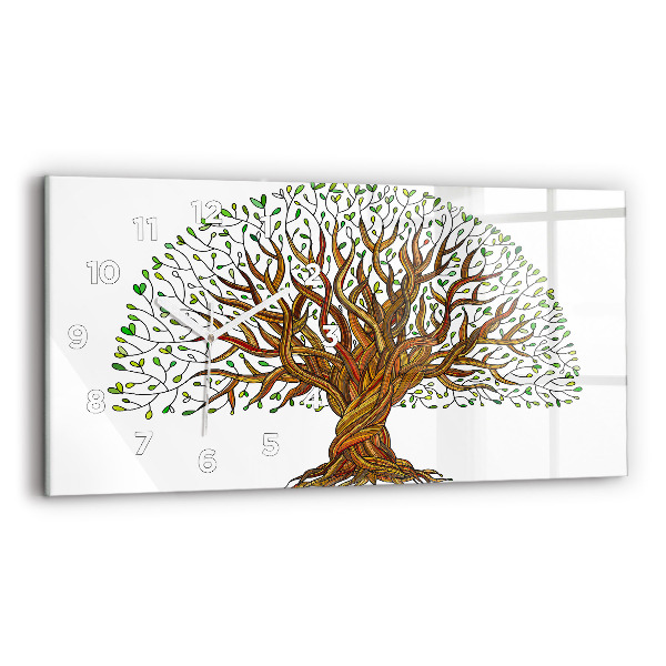 Horizontální skleněné hodiny na stěnu Kořeny stromu