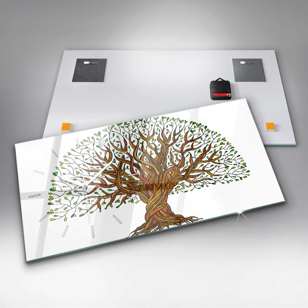 Horizontální skleněné hodiny na stěnu Kořeny stromu