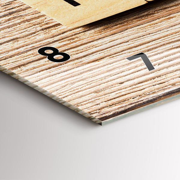 Horizontální skleněné hodiny na stěnu Rodinný nápis