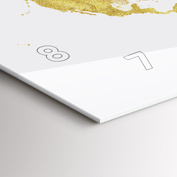 Horizontální skleněné hodiny na stěnu Zlatá mapa světa