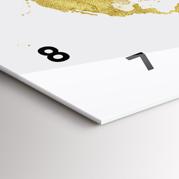 Horizontální skleněné hodiny na stěnu Zlatá mapa světa