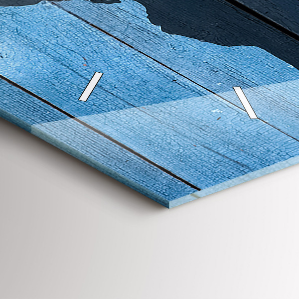 Horizontální skleněné hodiny na stěnu Desková mapa světa