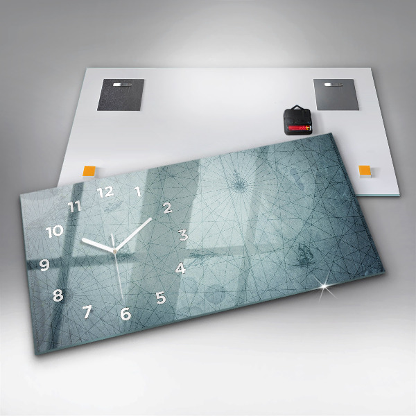 Horizontální skleněné hodiny na stěnu Vintage mapa