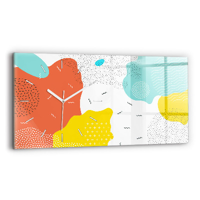 Horizontální skleněné hodiny na stěnu POP abstraktní