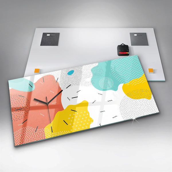 Horizontální skleněné hodiny na stěnu POP abstraktní