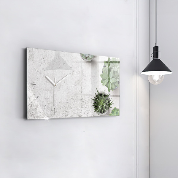 Horizontální skleněné hodiny na stěnu Dekorativní rostliny