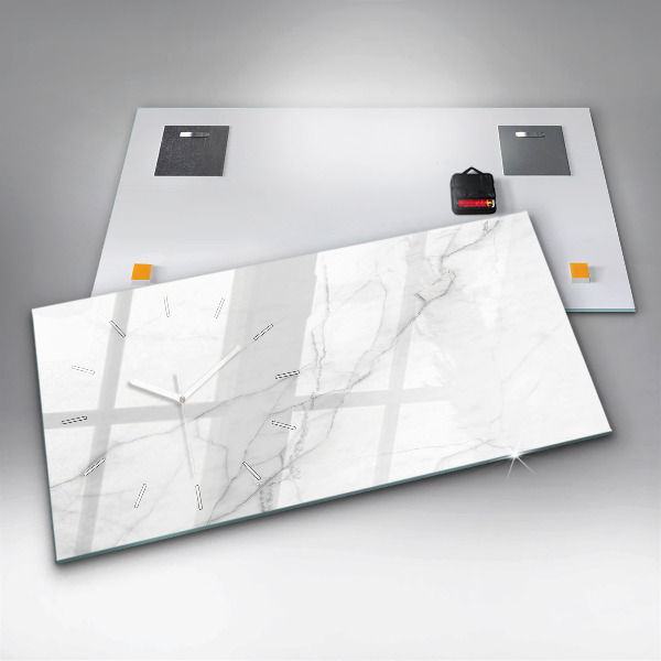 Horizontální skleněné hodiny na stěnu Dekorativní mramor