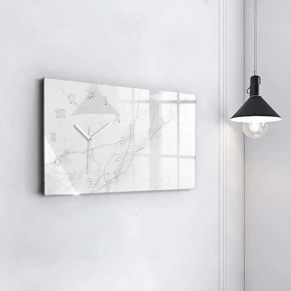 Horizontální skleněné hodiny na stěnu Dekorativní mramor