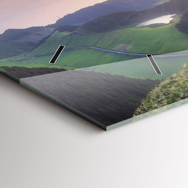 Horizontální hodiny na skle Horská krajina