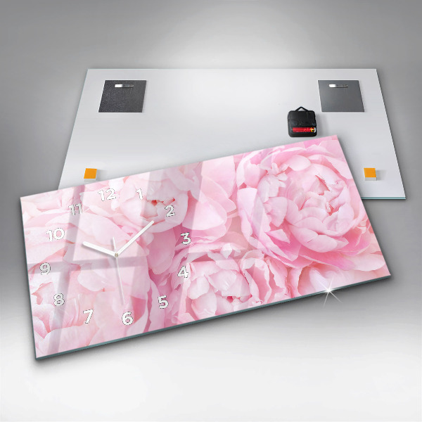 Horizontální hodiny na skle Kvetoucí květiny