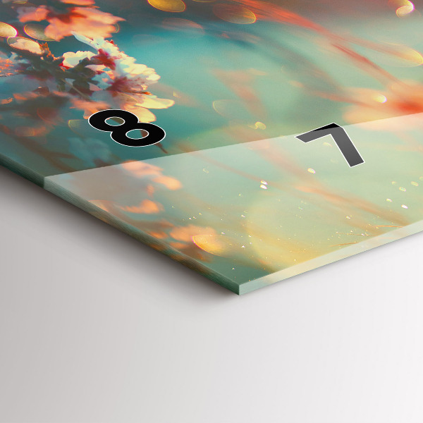 Horizontální hodiny na skle Jarní květiny