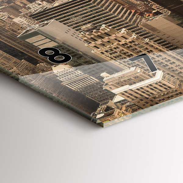 Horizontální hodiny na skle Krajina město