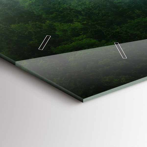 Horizontální hodiny na skle Mlžný les