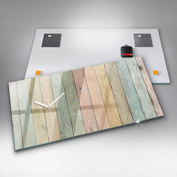 Horizontální hodiny na skle Barevné desky