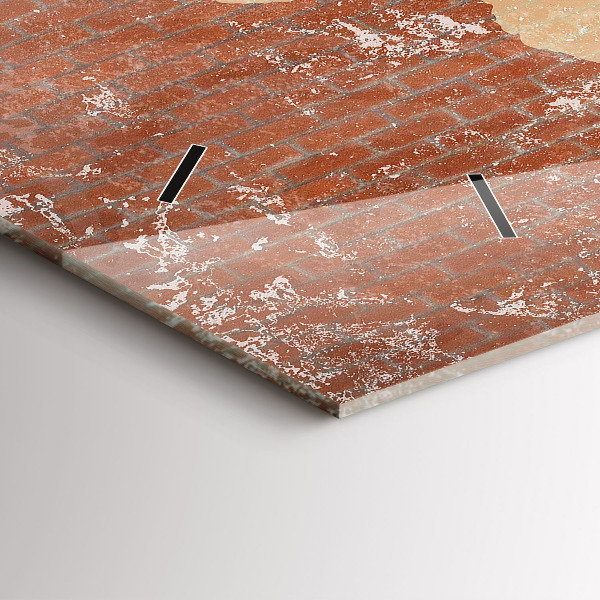 Horizontální hodiny na skle Mapa světa na cihle