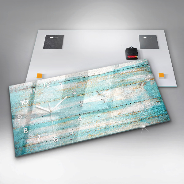 Horizontální hodiny na skle Modré desky