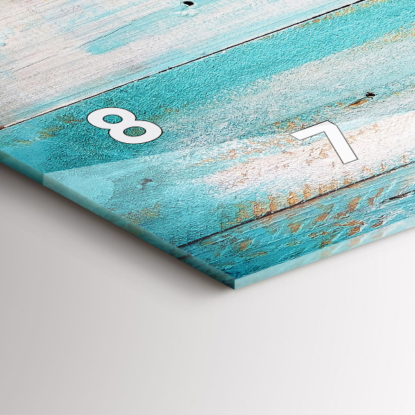 Horizontální hodiny na skle Modré desky