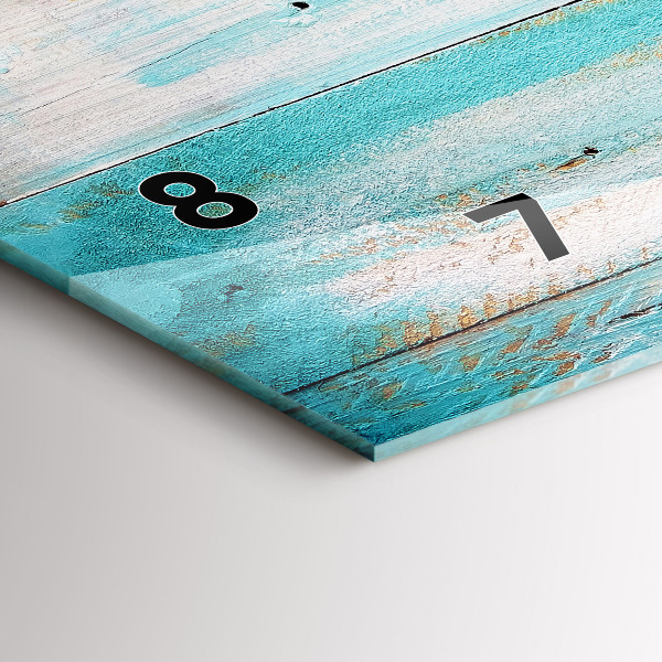 Horizontální hodiny na skle Modré desky