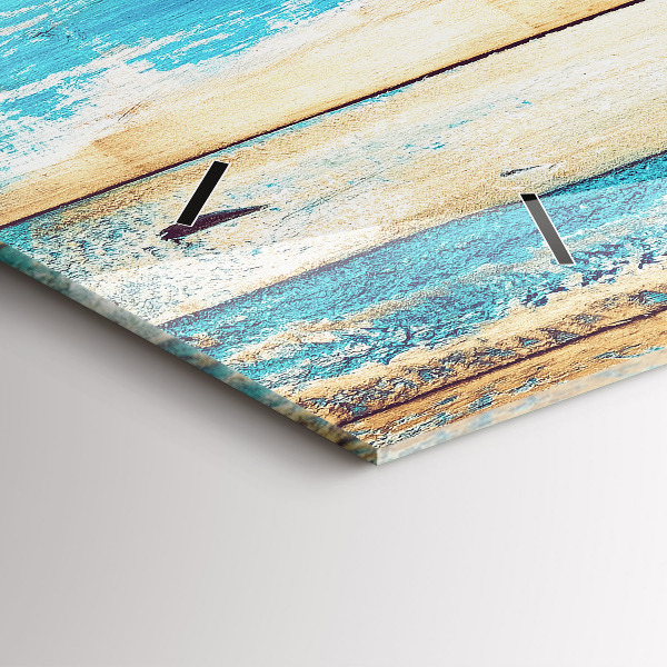 Horizontální hodiny na skle Poškrábané dřevo