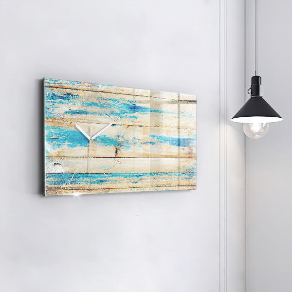 Horizontální hodiny na skle Poškrábané dřevo