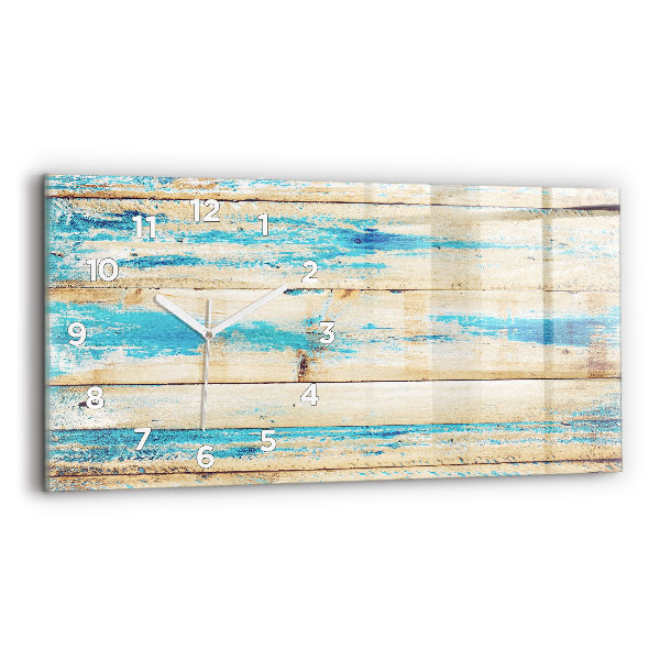 Horizontální hodiny na skle Poškrábané dřevo