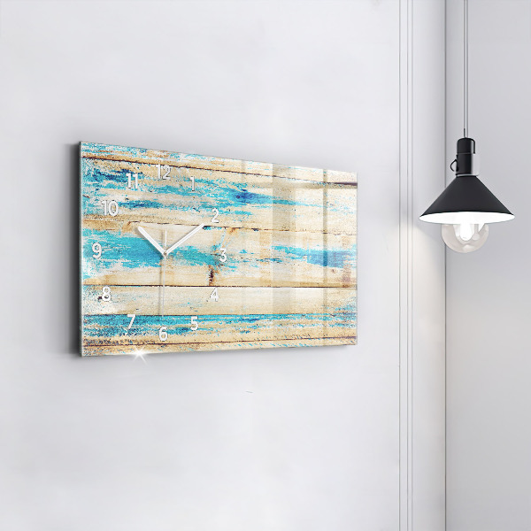 Horizontální hodiny na skle Poškrábané dřevo