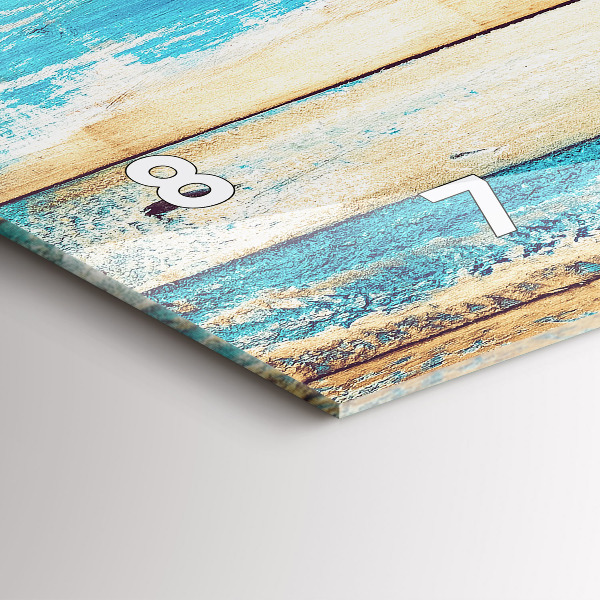 Horizontální hodiny na skle Poškrábané dřevo