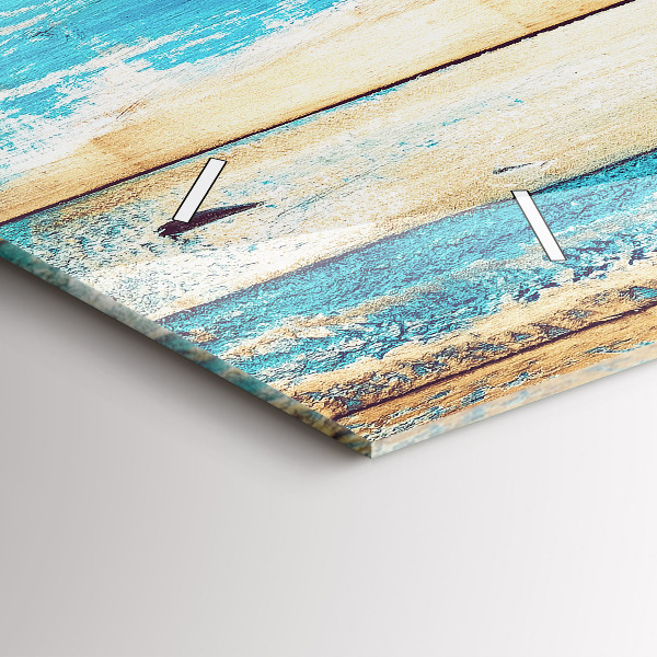 Horizontální hodiny na skle Poškrábané dřevo