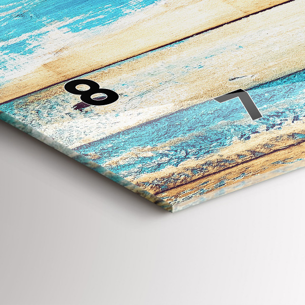 Horizontální hodiny na skle Poškrábané dřevo