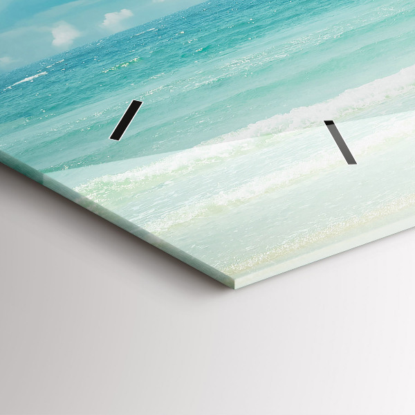 Horizontální hodiny na skle Krajina s mořem