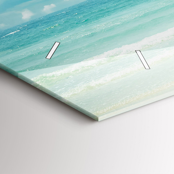 Horizontální hodiny na skle Krajina s mořem