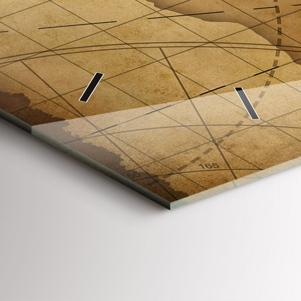 Horizontální hodiny na skle Vintage mapa světa